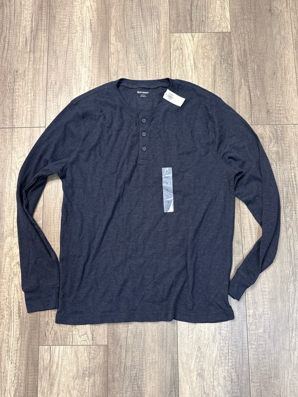Old Navy Men's Dark Blue Long-Sleeve Henley Shirt